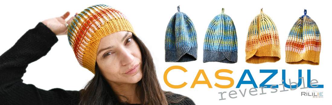 Casazul reversible brioche hat pattern by La Maison Rililie Designs